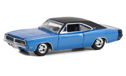 Diecast model cars Dodge Charger 1/64 Greenlight metallise blue/black 1969 Dodge Charger 1/64 Greenlight metallise blue/black 1969 diecast model cars