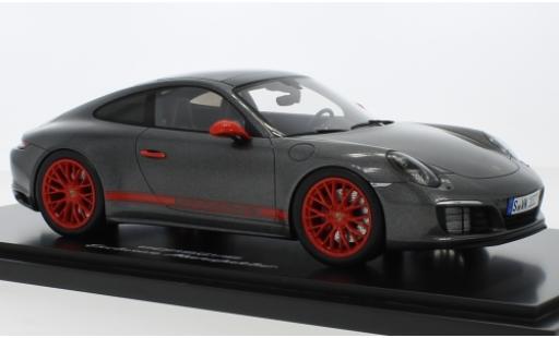 Diecast model cars Porsche 991 4S 1/18 Spark 911 ( II) Carrera 4S metallic grey/red avec Vitrine Porsche 991 4S 1/18 Spark 911 ( II) Carrera 4S metallic grey/red avec Vitrine diecast model cars