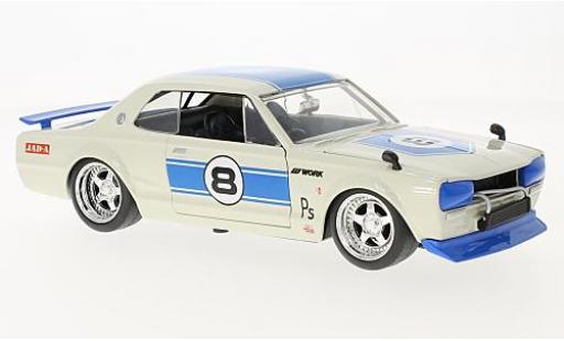 Diecast model cars Nissan Skyline 1/24 Jada Toys 2000 GT-R (KPGC 10) white/blue RHD 1971 Nissan Skyline 1/24 Jada Toys 2000 GT-R (KPGC 10) white/blue RHD 1971 diecast model cars