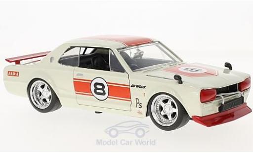 Diecast model cars Nissan Skyline 1/24 Jada Toys 2000 GT-R (KPGC 10) white/red RHD 1971 Nissan Skyline 1/24 Jada Toys 2000 GT-R (KPGC 10) white/red RHD 1971 diecast model cars