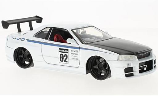 Diecast model cars Nissan Skyline 1/24 Jada Toys GT-R (R34) white/black 2002 Nissan Skyline 1/24 Jada Toys GT-R (R34) white/black 2002 diecast model cars