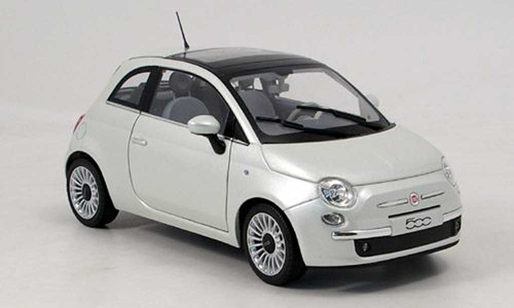 Diecast model cars Fiat 500 1/18 Norev white 2007 