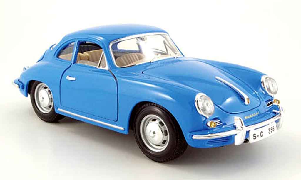 1961 Porsche 356B Convertible Blue 1/18 Diecast Car Model by Bburago