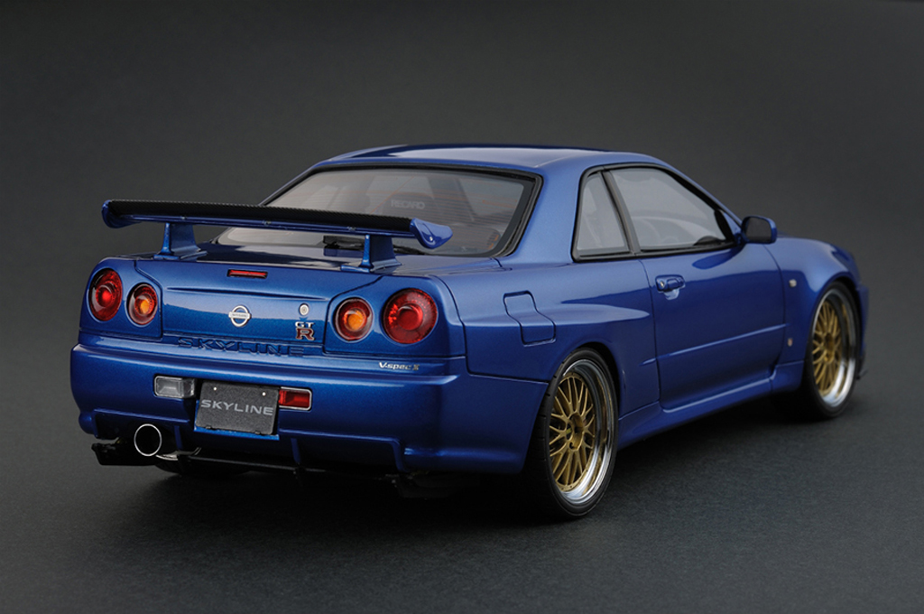 AUTOART NISSAN 1/18 SKYLINE R34 GT-R (R34) V-SPEC II (BAYSIDE BLUE) –  NIHOBBY 日改通商