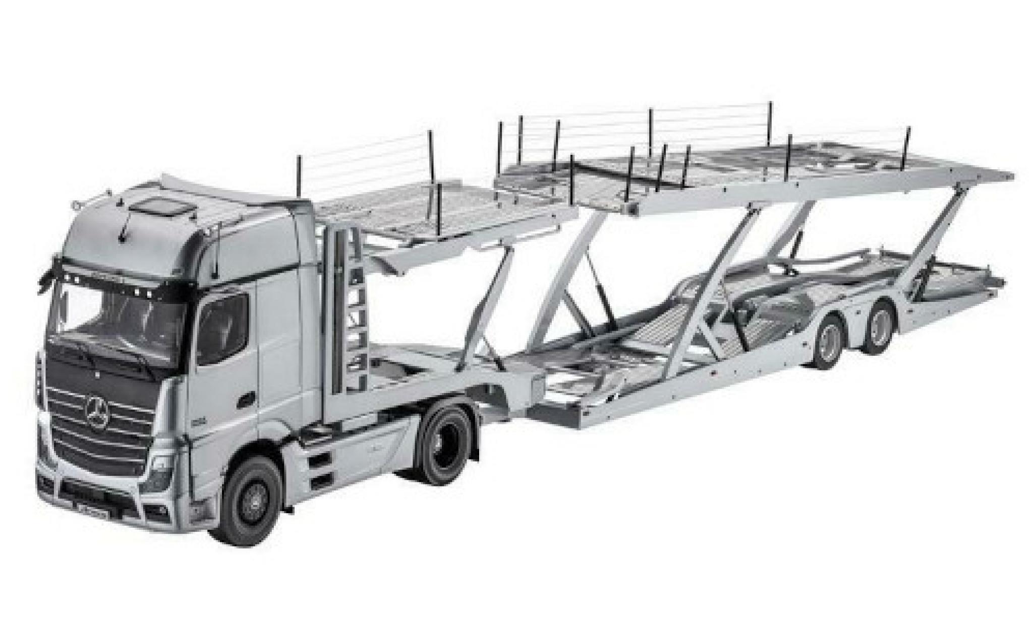 Diecast model cars Mercedes Actros 1/18 NZG Autotransporter grey avec Lohr  remorque 