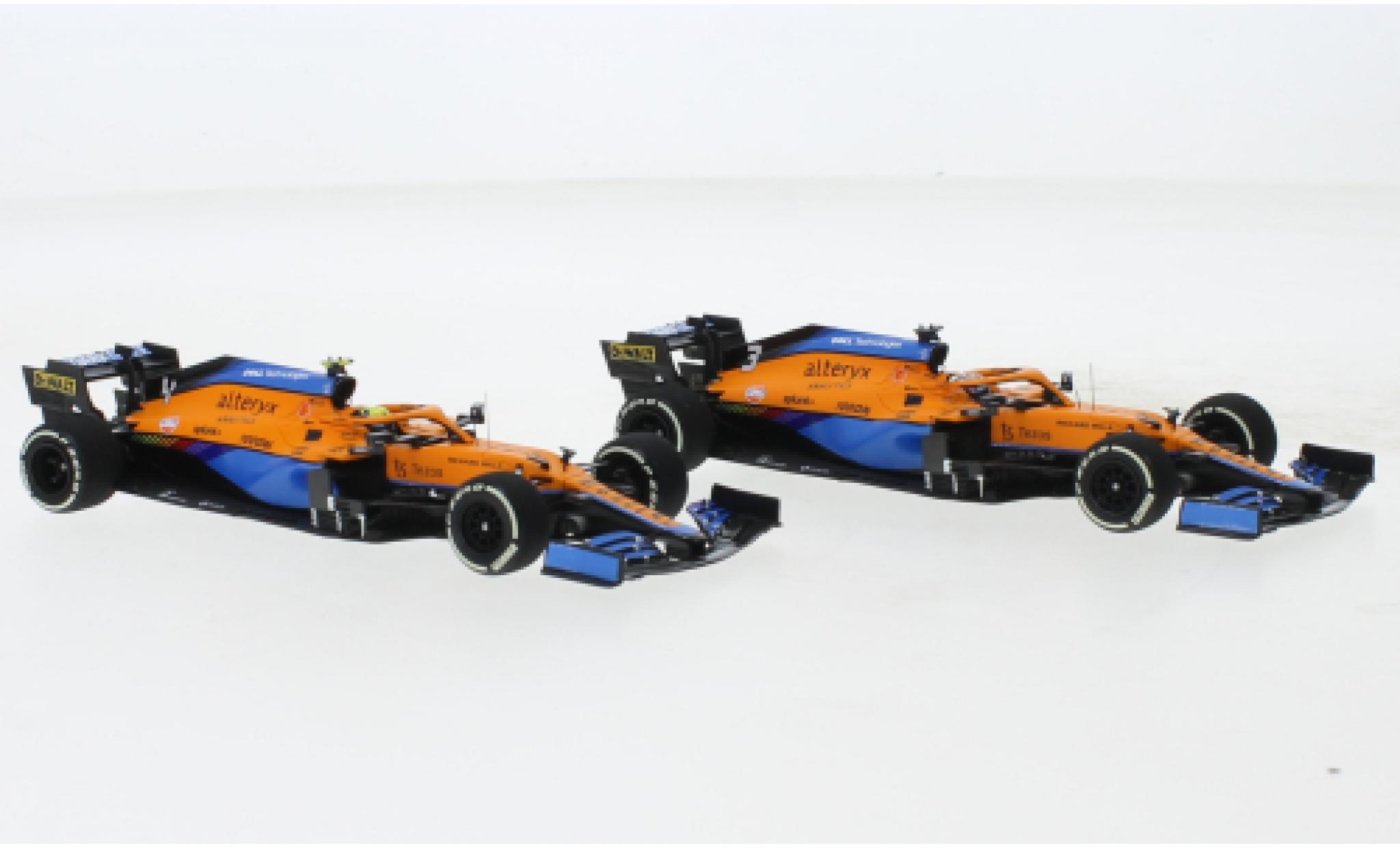 Diecast model cars McLaren F1 1/43 Minichamps 2er Set: MCL35M No.3 + 4 Team  formule 1 GP Italie 2021 