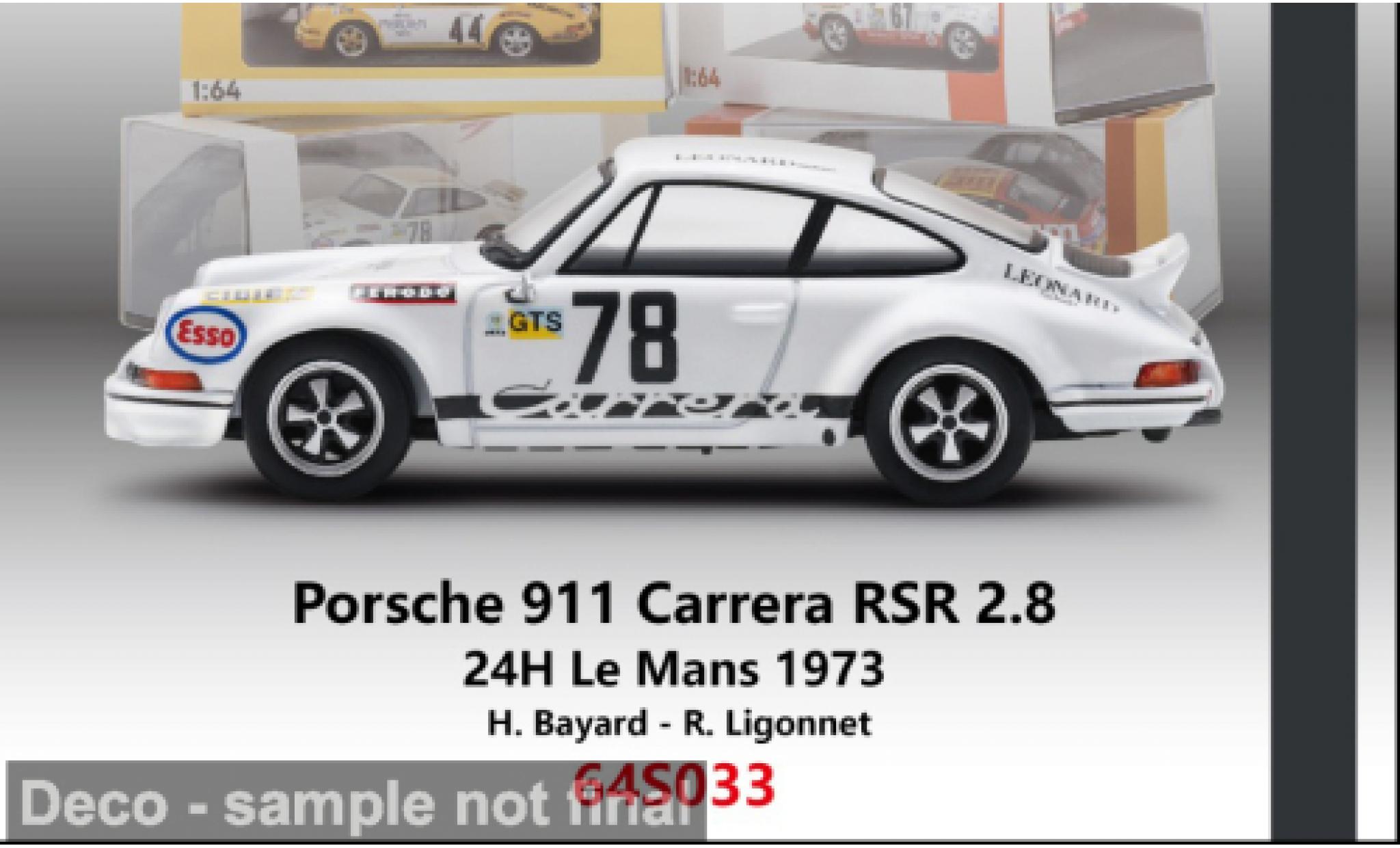 Diecast model cars Porsche 911 1/64 Spark Carrera RSR 2.8 24h Le