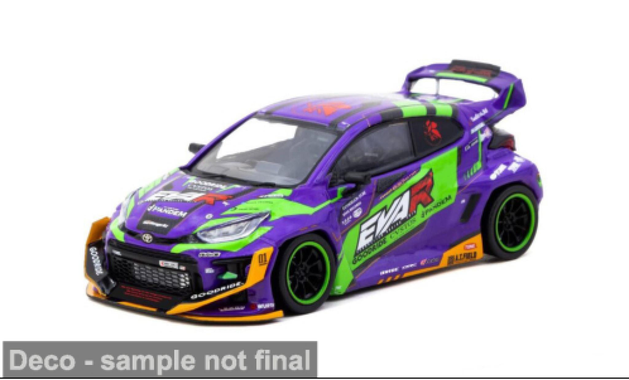 Toyota Yaris 1/43 Tarmac Works GR violett/gr&uuml;n 2025 EVA Racing 1:43 diecast model cars