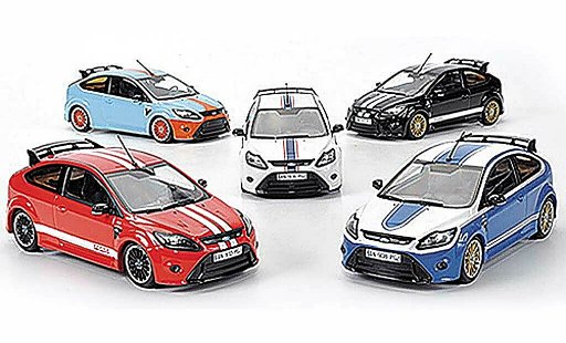 Ford Focus RS Le Mans 1/43 Minichamps 5er-Set: Edition black / red / blue / blue / white Sondermodelle MCW 2010 diecast model cars