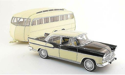 Simca Chambord Base 1/18 Norev beige black avec caravane 1958 diecast model cars