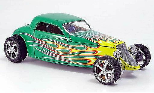 Ford Hot Rod 1933 1/18 Yat Ming coupe green avec flammendesign diecast model cars