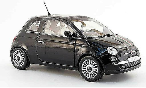 Fiat 500 Base 1/18 Mondo Motors black with green-white-redem stripes 2007 diecast model cars