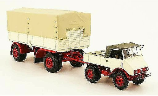 Mercedes Unimog 401-404 1/43 Minichamps 401 white red avec flatbednanhanger 1951 diecast model cars