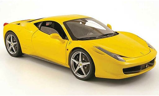 Ferrari 458 Italia 1/18 Hot Wheels yellow 2009 diecast model cars