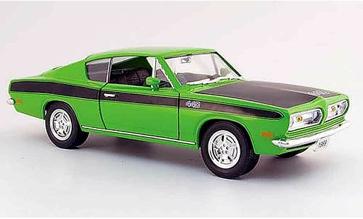 Plymouth Barracuda 1969 1/18 Yat Ming 440 green black diecast model cars