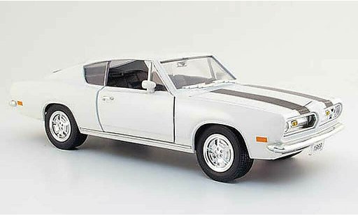 Plymouth Barracuda 1969 1/18 Yat Ming white avec bandes blacks diecast model cars