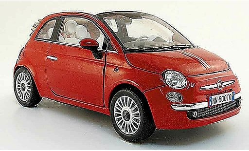 Fiat 500 Cabrio 1/18 Mondo Motors cabriolet red 2009 diecast model cars