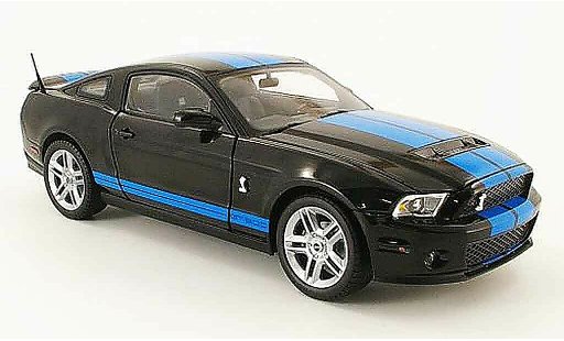 Shelby GT 500 2010 1/18 Shelby Collectibles black avec bluen bandes diecast model cars