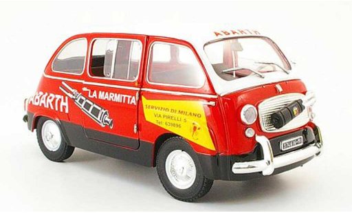 Fiat 600 Multipla 1/18 Mini Miniera abarth service red/white diecast model cars
