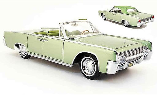 Lincoln Continental 1961 1/18 Yat Ming convertible green diecast model cars