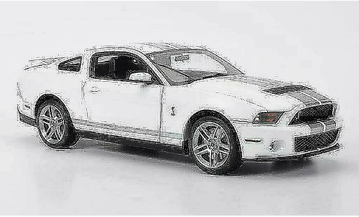 Shelby GT 500 2010 1/18 Autoart white with grey metalliseenen stripes diecast model cars
