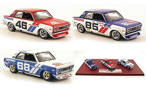 Datsun 510 BRE 1/43 TrueScale Miniatures Team-Set: No.46 No.68 + No.85 1972 diecast model cars