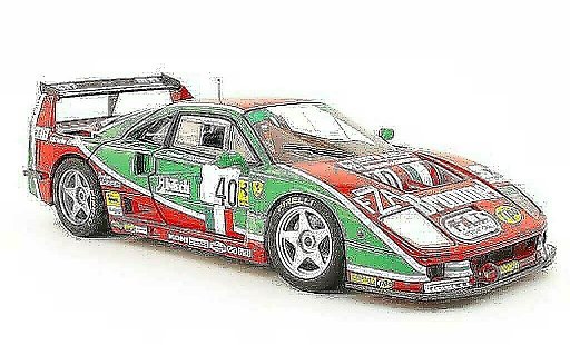 Ferrari F40 Competizione 1/18 Hot Wheels no.40 brummel 24h le mans 1995 l.della noce/a.olofsson/t.ota diecast model cars