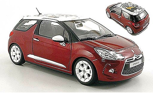 DS Automobiles DS3 Berline 1/18 Norev Sanguine red with white roof 2010 diecast model cars