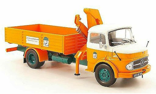 Mercedes LP 911 Base 1/43 Hachette flatbed avec Ladekran Jean Lefebvre 1969 diecast model cars