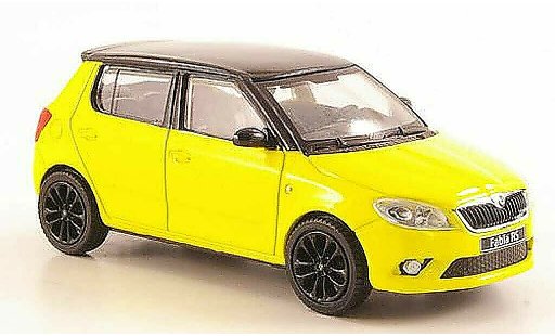 Skoda Fabia II 1/43 Abrex yellow with blackem roof and Felgen 2010 diecast model cars