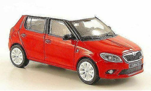 Skoda Fabia II 1/43 Abrex red with whiteem roof and Felgen 2010 diecast model cars