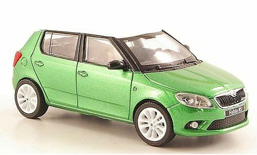 Skoda Fabia II 1/43 Abrex green with whiteem roof and Felgen 2010 diecast model cars