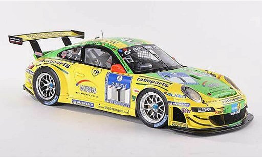 Porsche 911 GT3 RSR 1/18 Spark 2009 No.1 Ratioparts Manthey Racing 24h Nurburgring diecast model cars