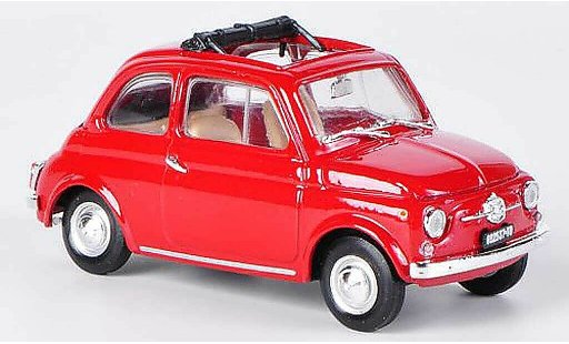 Fiat 500 F 1/43 Brumm red folding roof geoffnet 1965 diecast model cars