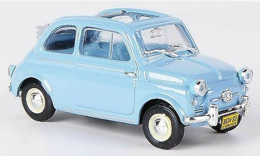 Fiat 500 A 1/43 Brumm America blue folding roof geoffnet 1958 diecast model cars