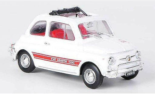 Fiat 595 Abarth 1/43 Brumm LSS white/red openes folding roof 1965 diecast model cars