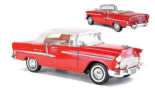 Chevrolet Bel Air Convertible 1/18 Motormax 1955 red diecast model cars