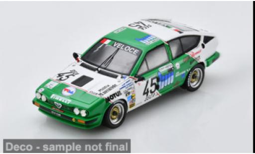 Diecast model cars Alfa Romeo GT V 6 gr&Atilde;&frac14;n/weiss 24h Spa 1985 #45 D. Schwartz/A. Thibaut 1/43 Spark
