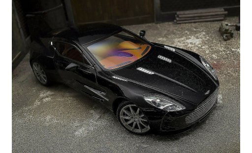 Aston Martin One-77 coupe 1/18 Autoart 77 black pearl interieur orange diecast model cars