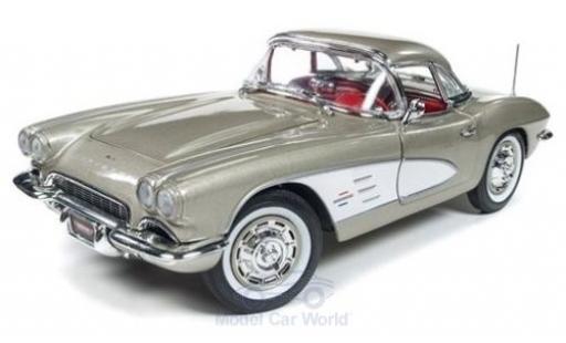 Diecast model cars Chevrolet Corvette 1/18 Auto World Convertible metallic beige/white 1961 Chevrolet Corvette 1/18 Auto World Convertible metallic beige/white 1961 diecast model cars