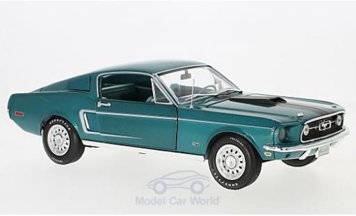 Diecast model cars Ford Mustang GT 1/18 Auto World GT 2+2 metallic türkis 1968 Ford Mustang GT 1/18 Auto World GT 2+2 metallic türkis 1968 diecast model cars