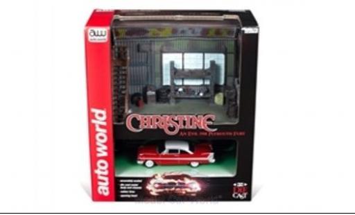 Plymouth Fury 1/64 Auto World red/white 1958 mit Christine Darrells Garage Diorama diecast model cars