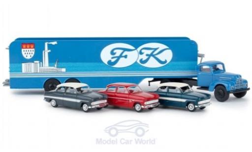 Diecast model cars Ford FK 1/87 Brekina 3500 Köln Autotransport-SZ mit 3 12m Modellen Ford FK 1/87 Brekina 3500 Köln Autotransport-SZ mit 3 12m Modellen diecast model cars