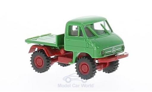 Diecast model cars Mercedes Unimog 1/87 Brekina 411 green/red mit Plattform Mercedes Unimog 1/87 Brekina 411 green/red mit Plattform diecast model cars