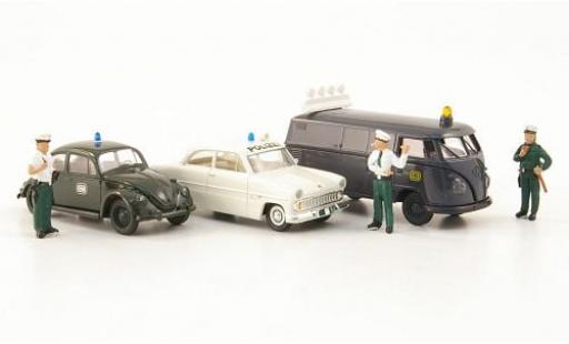 Volkswagen T1 1/87 Brekina Set 3er-Set: Schwerlast-Begleitung - Kasten K&auml;fer + Ford 12M sowie 3 Figuren 1:87 diecast model cars
