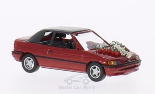 Diecast model cars Ford Escort 1/87 Busch Cabriolet metallic red Hochzeit Ford Escort 1/87 Busch Cabriolet metallic red Hochzeit diecast model cars