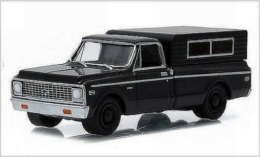 Chevrolet C-10 Pickup 1/64 Greenlight Camper black/matt-black 1972 diecast model cars
