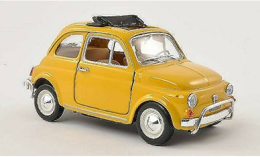 Fiat 500 L 1/24 Burago yellow geoffnetes folding roof 1968 diecast model cars