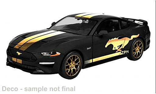 Diecast model cars Ford Mustang GT schwarz/gold 2018 1/24 Motormax
