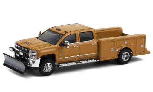 Diecast model cars Chevrolet Silverado 1/64 Greenlight 3500 HD Service Bed orange 2018 avec Chasse-neige Chevrolet Silverado 1/64 Greenlight 3500 HD Service Bed orange 2018 avec Chasse-neige diecast model cars